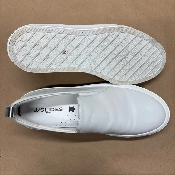 J Slides GIA, White Leather Shoes, J Slides Slip Ons Size 10 NWOT - Picture 9 of 16
